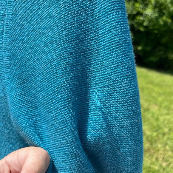 Eileen Fisher Blue 100% Merino Wool Open Front Cardigan Size S - Picture 7 of 9